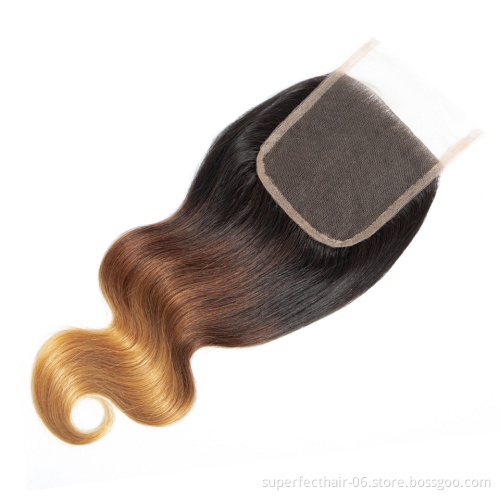 Hot selling Beauty Products 2019 Hair Bundles 1B 4 27 Ombre Color Virgin Raw Human Hair Weaving With Lace Closure